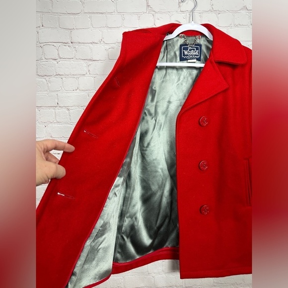 Woolrich Pea Coat Jacket Womens 10 Large Red Thick Wool VTG USA Classic - Picture 6 of 8